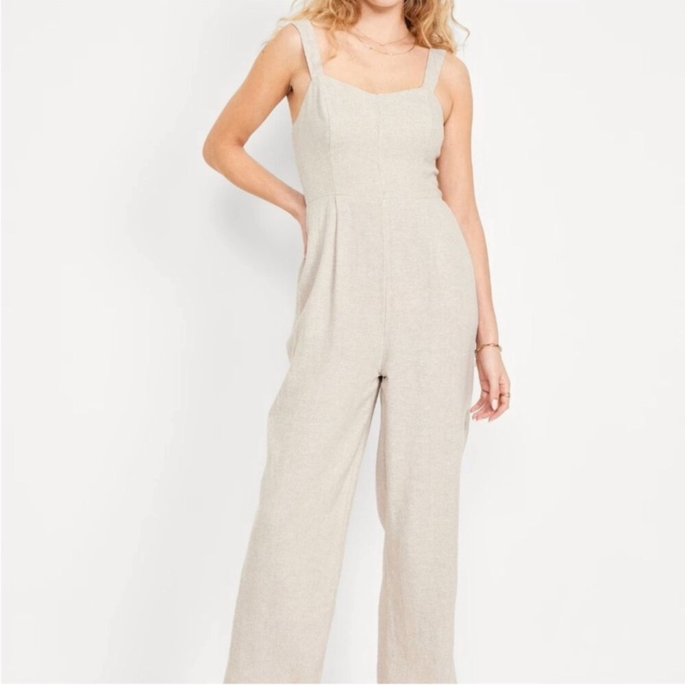 Old Navy Beige Sleeveless Jumpsuit